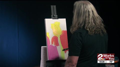 Local artist John Hammer paints ahead of Tulsa's Mayfest