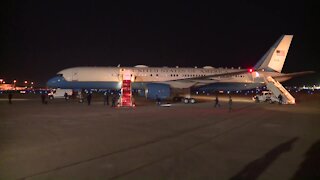 President Donald Trump arrives at Palm Beach International Airport after Florida rallies