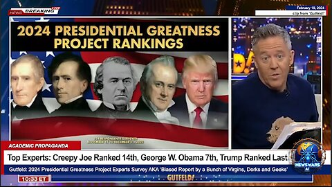 GUTFELD!: Creepy Joe Ranked 14th, George W. Obama 7th, Trump Ranked Worst President