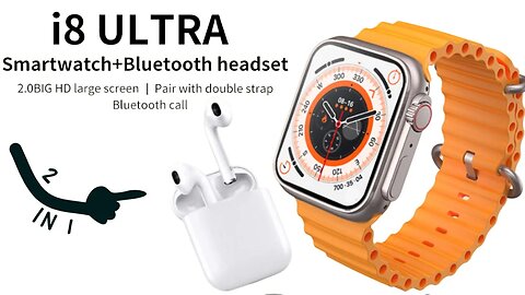 I8 ULTRA Smart Watch relógio inteligente i8 ultra tws com fones de ouvido 2 em 1