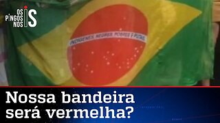 Psolista exibe bandeira do Brasil vermelha e com linguagem neutra