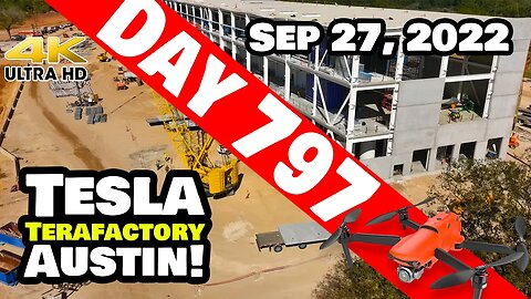 CATHODE BLDG CRANKING AT GIGA TEXAS! - Tesla Gigafactory Austin 4K Day 797 - 9/27/22 - Tesla Texas