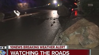 Boulders in the road create traffic hazard