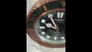 14 incih stainless steel wall clock brown black & white glow round pro diver water resistant