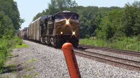 CSX M332 Autorack/Manifest Mixed Freight Train from Sterling, Ohio June 18, 2022