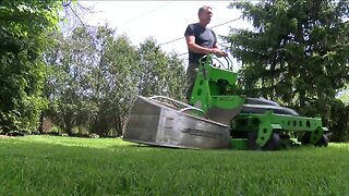 His environmentally friendly lawn service called The GreenerWe is all electric