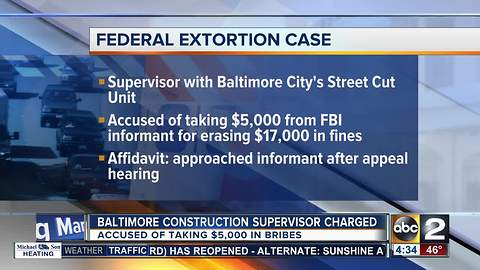 Baltimore construction supervisor charged with taking bribes