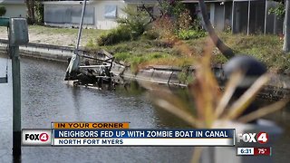 New year same boat, sunken boat in North Fort Myers canal still affecting neighborhood