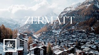 Zermatt, Switzerland Snowfall Walk, Relaxing Winter Walk 4K HDR