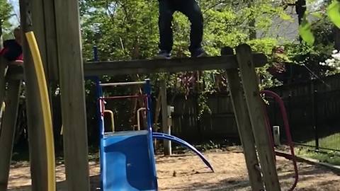 Young Boy Attempts Front Flip And Fails