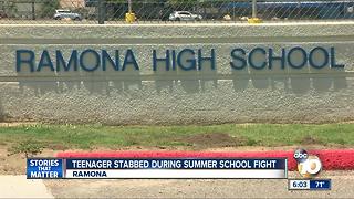 Teenager stabbed during summer school fight at Ramona High School