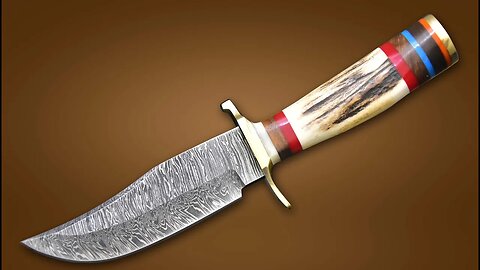 Antlar Stag Horn Handle Knife Hand Forged Damascus Steel Camping Hunting Knife Real Damascus Knives