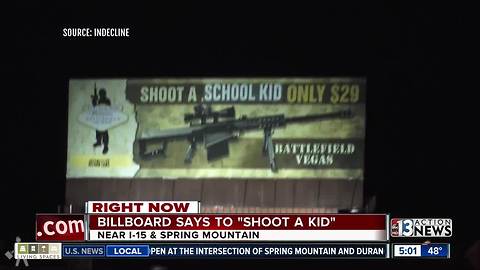 'Shoot A School Kid' billboard in Las Vegas