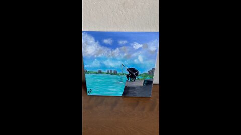 Original Painting Of My Father Daughter Fishing Livestream