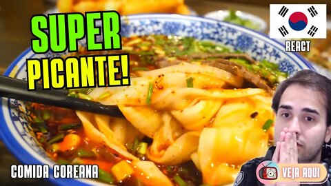 Esse MACARRÃO COREANO é SUPER PICANTE! Reagindo a COMIDAS DE RUA COREANAS | Veja Aqui Reacts