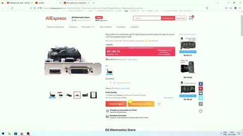 Dica de placa de vídeo na promoção 11 11 GT210 1GB por R$ 164,09 Reais com devolução garantida.