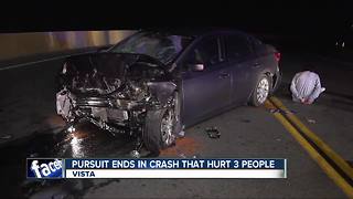 Pursuit ends in crash in Vista; at least 3 injured