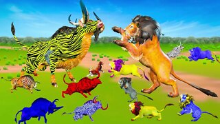 20 Zombie Lions Vs 20 Zombie Tiger Buffalos Ultimate Animal Revolt Epic Battle save cow Family