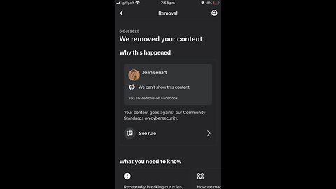 Facebook removes contents