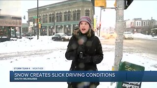 Snow conditions in southern areas of Milwaukee Thursday