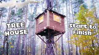 Cozy TREE HOUSE | Building in the wild forest! so crazy wild big day | 3 months in 35 minutes!