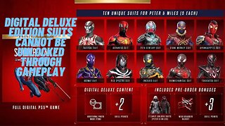 Marvel's Spider-Man 2 Digital Deluxe Suits Can't Be Unlocked, Suits Have Color Variations and More