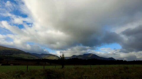 Clouds envelop mountains timelapse filmed with DJI Pocket 2 in Scotland