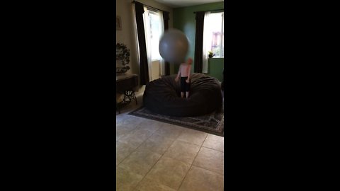 Kid gets smacked by exercise ball