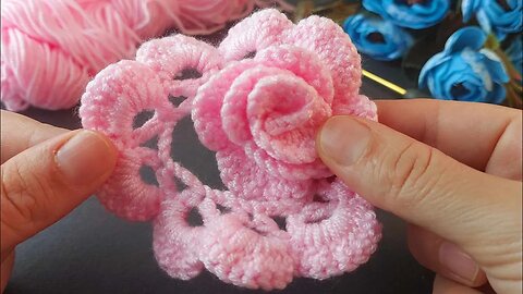 💥How to crochet 3D rose flower