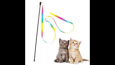 Cat Toys Cute Funny Colorful Rod Teaser Wand Plastic Pet Toys For Cats