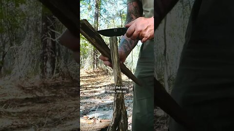 Splitting wood with a bushcraft knife #shorts