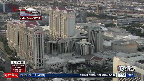 Chopper 13 over Caesars Palace ahead of rappelling