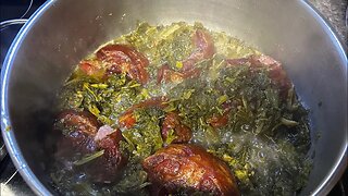 Turnip Greens & Kale with Smoked Turkey Tails!