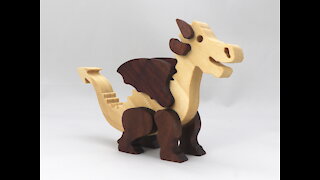 Handmade Wood Dragon Made From Poplar and Walnut Hardwoods 99461267i 001