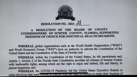 Sumter County Freedom of Choice for individual Health Decisions Resolution