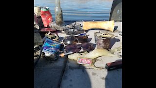 Found sunglasses, old cell phone, lake treasures