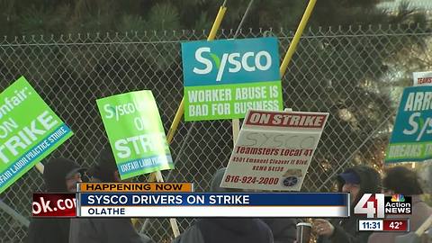 Delivery drivers at Olathe Sysco facility go on strike to push for better wages and benefits