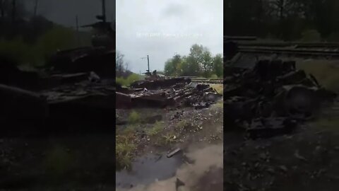 Two destroyed Ukrainian T 72B tanks in the Kharkiv region.