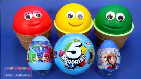 3 Colors Play Doh Ice Cream Cups Surprise Toys Surprise Eggs