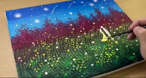 Painting Firefly Forest / Easy Acrylic Painting Techniques