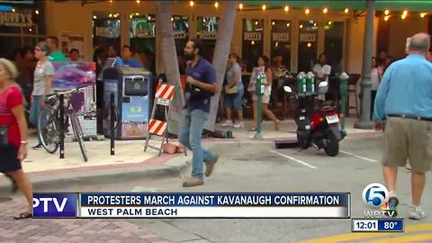 Confirmation of Justice Brett Kavanaugh sparks protest in downtown West Palm Beach