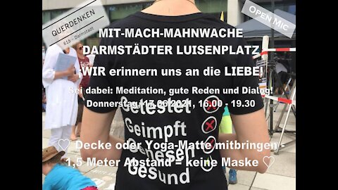 Mit-Mach-Mahnwache für die LIEBE - Darmstadt, 17.06.2021