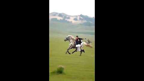 man running with hors