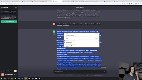 Using ChatGPT to study C, Webpack and import systems | researching keywords