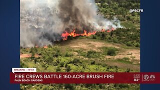 Fire crews battle 160-acre brushfire in Palm Beach Gardens