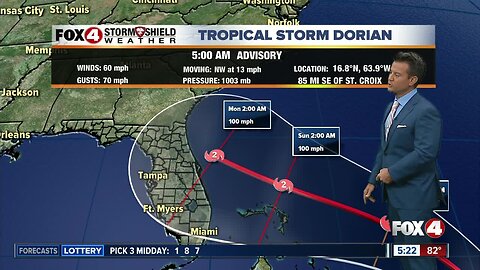 Tropical Storm Dorian -- 8am Wednesday update