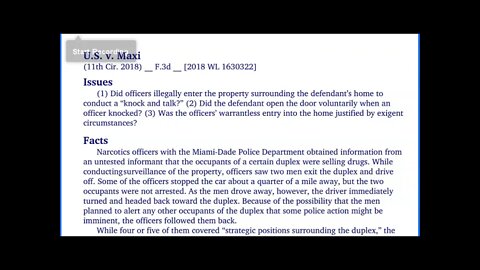 Part 6 of 8 - Police Exigency & Warrantless Entry Explained - Case US v. MAXI