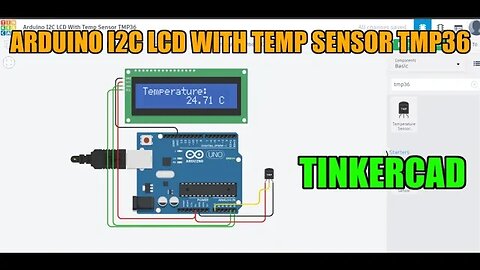 Temperature Sensor Arduino TMP36 - Arduino I2C #LCD Display Connection - #Tinkercad