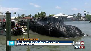 Boat destroyed by fire at Marco Island marina