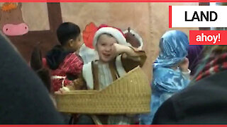 Boy obsessed with pirates shouts "Land ahoy!" in Christmas nativity